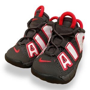 Nike Air More Uptempo Toddler Medium Ash/White/Siren Red DH9722-200 size 3C New